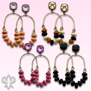 Saucer bead arch earring with Austrian crystal