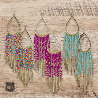 Seed bead fringe earring - LC