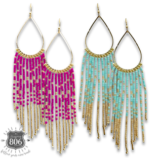 Seed bead fringe earring - LC