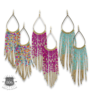 Seed bead fringe earring - LC