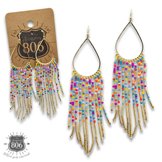 Seed bead fringe earring - LC