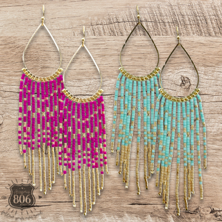 Seed bead fringe earring - LC