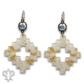 Metallic flecked diamond acrylic earring with crystals from Swarovski®