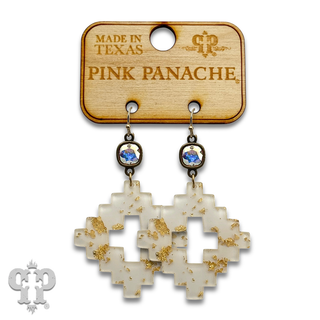 Metallic flecked diamond acrylic earring with crystals from Swarovski®