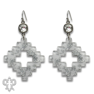 Metallic flecked diamond acrylic earring with crystals from Swarovski®