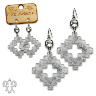 Metallic flecked diamond acrylic earring with crystals from Swarovski®