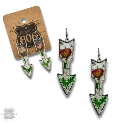 Pressed flower arrow earring