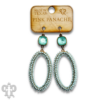 Seed bead wrapped oval shape earring with Austrian crystal