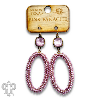 Seed bead wrapped oval shape earring with Austrian crystal