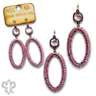 Seed bead wrapped oval shape earring with Austrian crystal