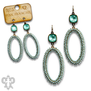 Seed bead wrapped oval shape earring with Austrian crystal