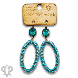 Seed bead wrapped oval shape earring with Austrian crystal