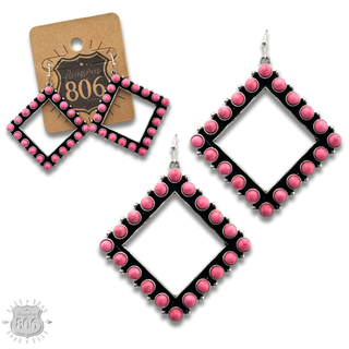 Stone diamond shape earring