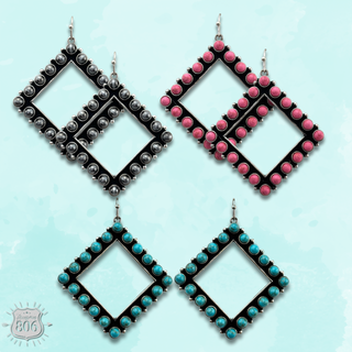 Stone diamond shape earring