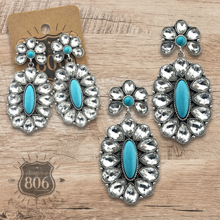 Western rhinestone concho earring