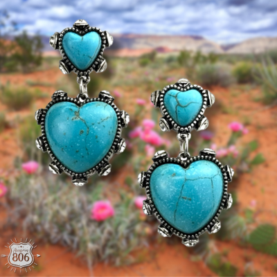 Double stone heart earring