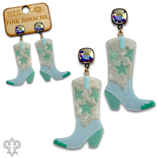 Star design cowboy boot earring with Austrian crystal - LC