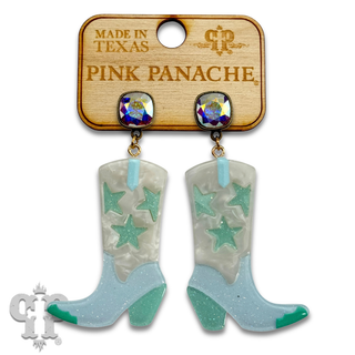 Star design cowboy boot earring with Austrian crystal - LC