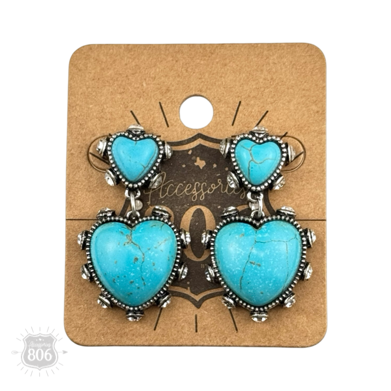 Double stone heart earring