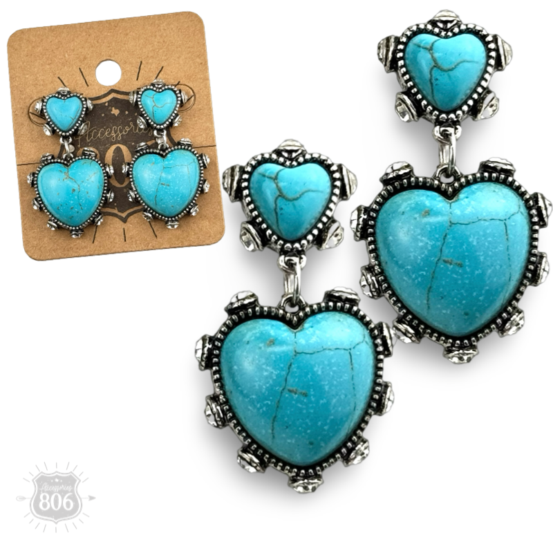 Double stone heart earring