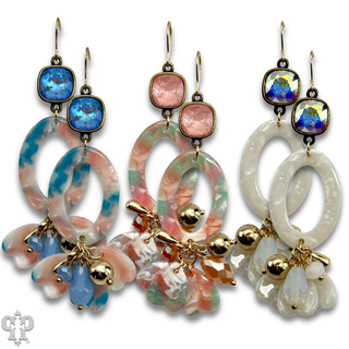 Swirl design oval earring with Austrian crystal