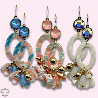 Swirl design oval earring with Austrian crystal