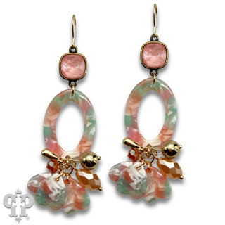 Swirl design oval earring with Austrian crystal