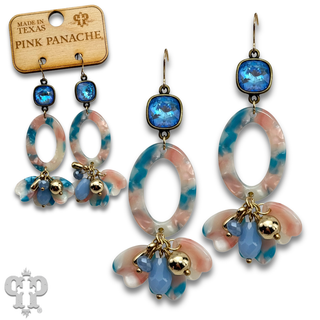 Swirl design oval earring with Austrian crystal