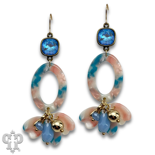 Swirl design oval earring with Austrian crystal