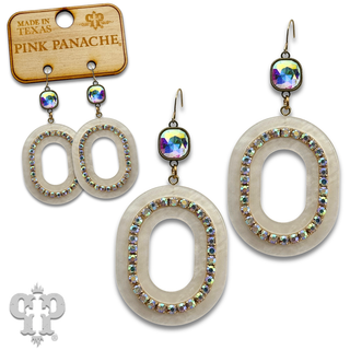 Acrylic swirl and rhinestone oval earring with crystals from Swarovski® - LC