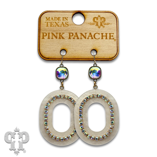 Acrylic swirl and rhinestone oval earring with crystals from Swarovski® - LC
