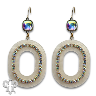 Acrylic swirl and rhinestone oval earring with crystals from Swarovski® - LC