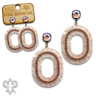 Acrylic swirl and rhinestone oval earring with crystals from Swarovski® - LC