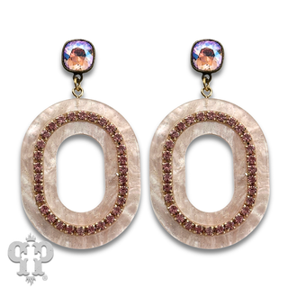 Acrylic swirl and rhinestone oval earring with crystals from Swarovski® - LC