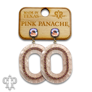 Acrylic swirl and rhinestone oval earring with crystals from Swarovski® - LC