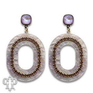 Acrylic swirl and rhinestone oval earring with crystals from Swarovski® - LC