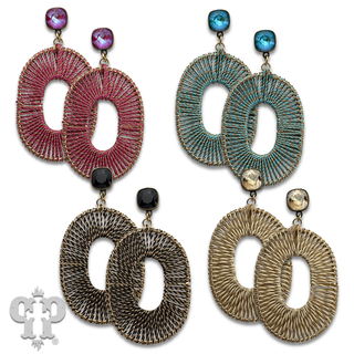 Thread woven oval earring with with crystals from Swarovski®-LC