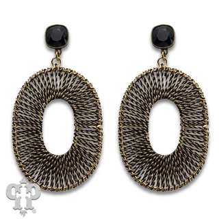 Thread woven oval earring with with crystals from Swarovski®-LC