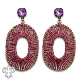 Thread woven oval earring with with crystals from Swarovski®-LC