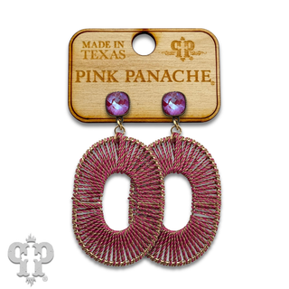 Thread woven oval earring with with crystals from Swarovski®-LC