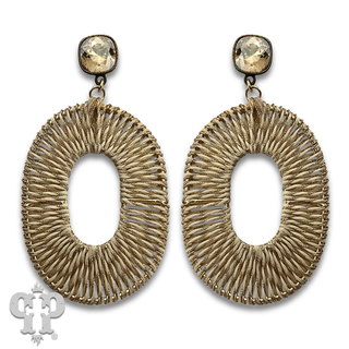 Thread woven oval earring with with crystals from Swarovski®-LC