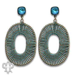 Thread woven oval earring with with crystals from Swarovski®-LC