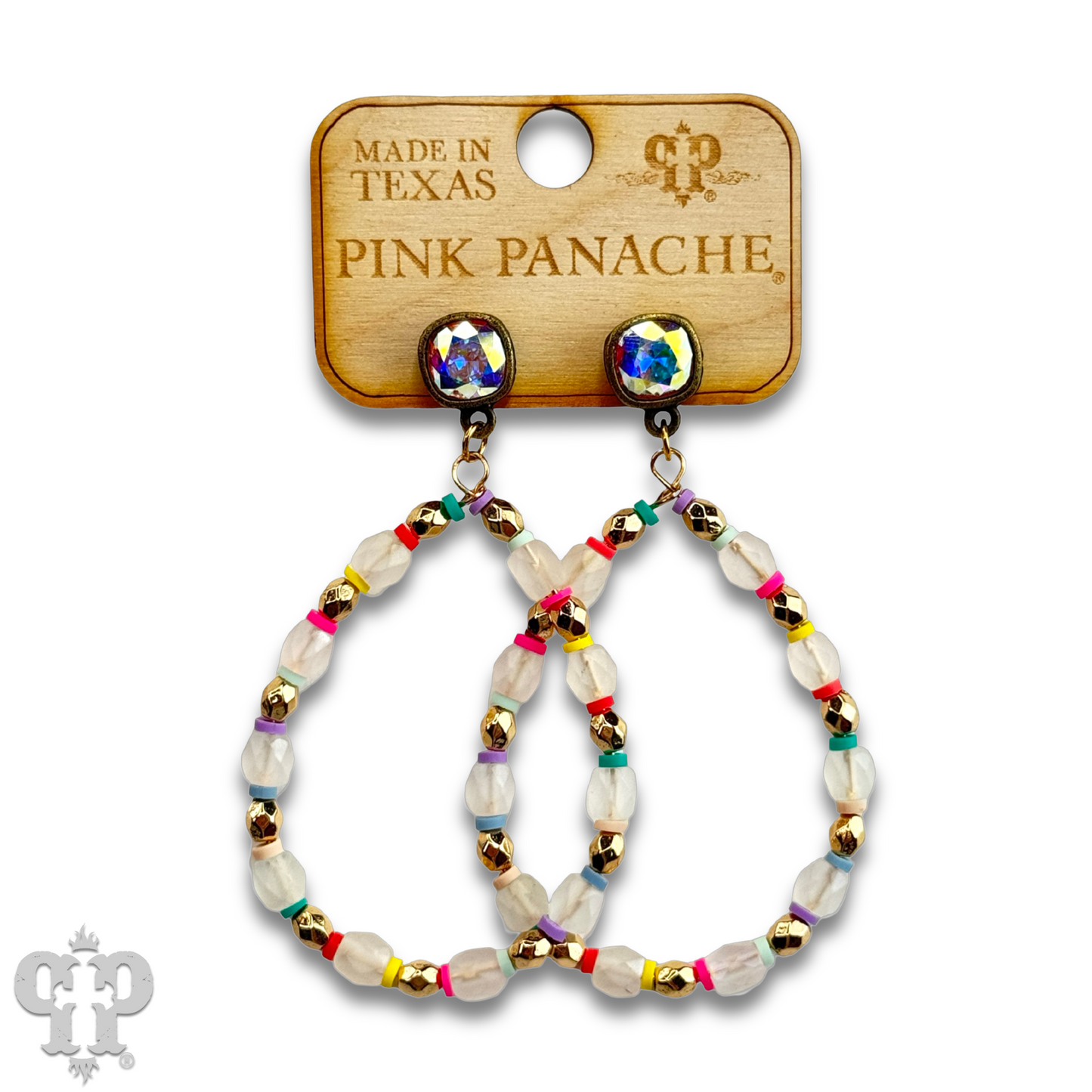 Multi-color and barrel bead earring with Austrian crystal