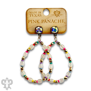 Multi-color and barrel bead earring with Austrian crystal