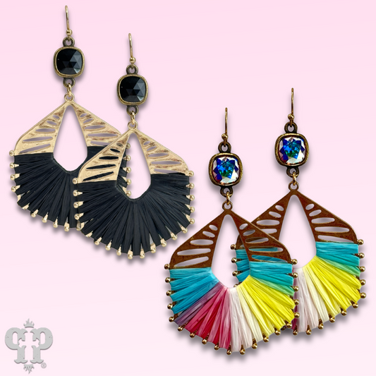 Hexagon shape earring with Austrian crystal