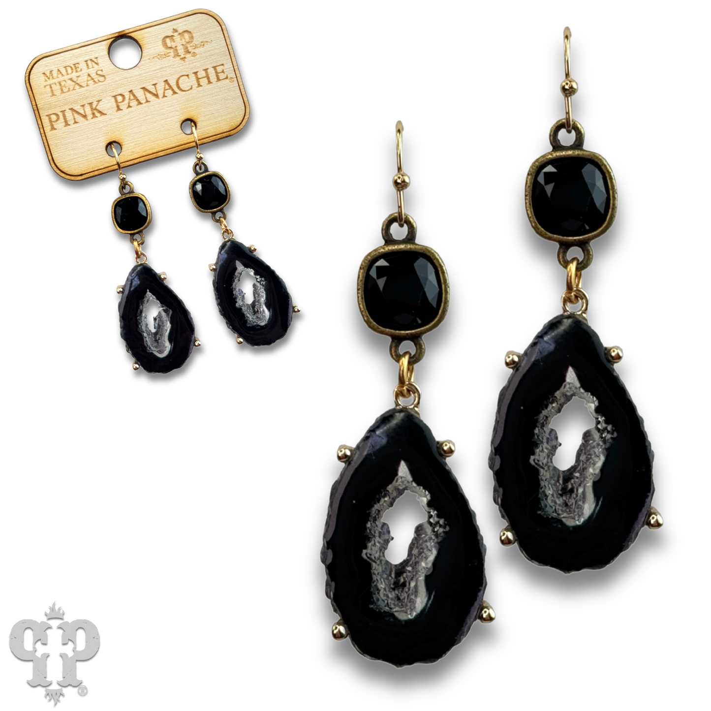 Druzy earring with Austrian crystal