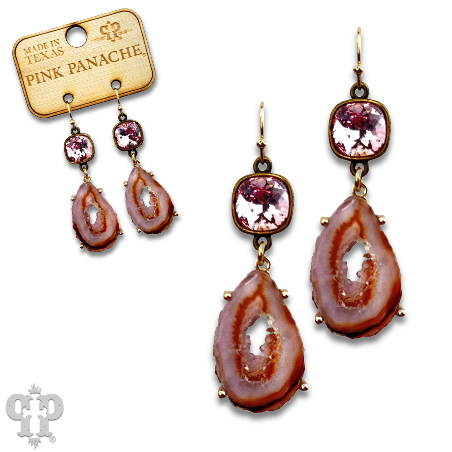 Druzy earring with Austrian crystal