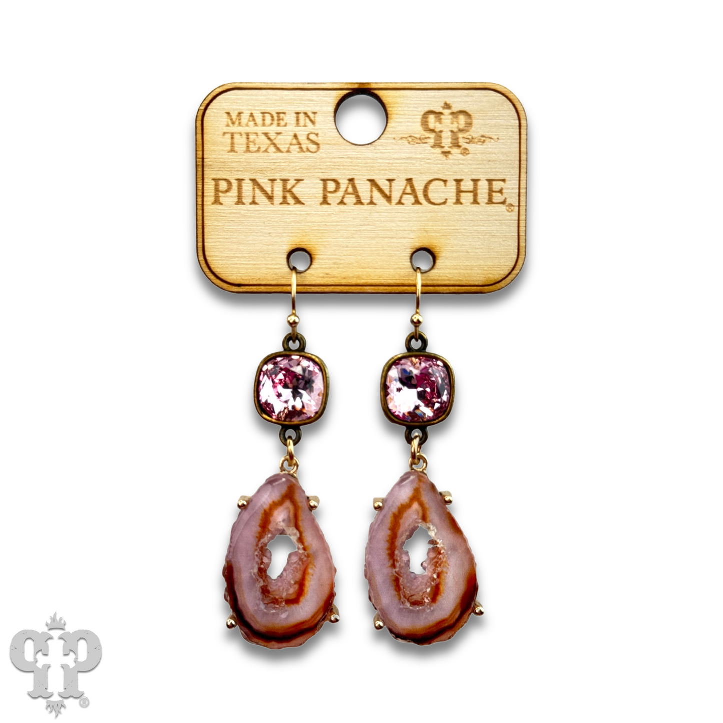 Druzy earring with Austrian crystal