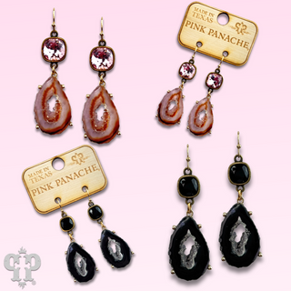 Druzy earring with Austrian crystal