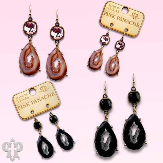 Druzy earring with Austrian crystal